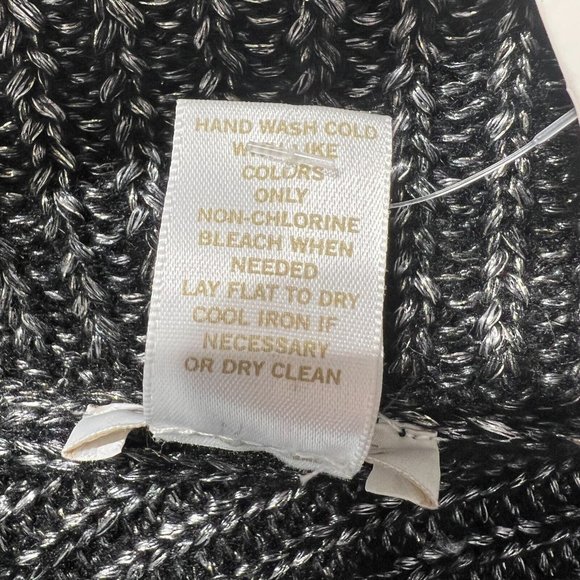 Cache Cardigan Sweater Medium Black Silver Metallic Knit Belted Shawl Collar New - Picture 12 of 14